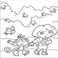 Раскраски с героями по мотивам историй про Даша-следопыт (Dora the Explorer) - пауки