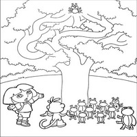 Раскраски с героями по мотивам историй про Даша-следопыт (Dora the Explorer) - жуки и дерево