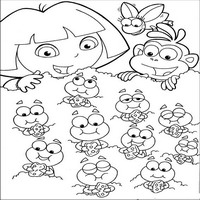 Раскраски с героями по мотивам историй про Даша-следопыт (Dora the Explorer) - еда