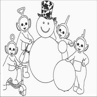 Раскраски с героями по мотивам историй про Телепузики (Teletubbies) - снеговик