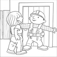 Раскраски с героями по мотивам историй про Боб-строитель (Bob the Builder) - у двери
