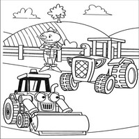 Раскраски с героями по мотивам историй про Боб-строитель (Bob the Builder) - два трактора