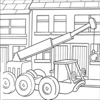Раскраски с героями по мотивам историй про Боб-строитель (Bob the Builder) - грустный машинный кран