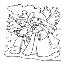 Раскраски про Новый год - ангелочки на открытку