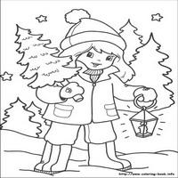 Раскраски про Новый год - девочка с фонариком
