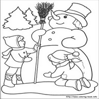 Раскраски про Новый год - снеговик с метлой