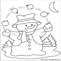 Раскраски про Новый год - снеговик жонглирует