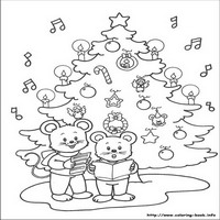 Раскраски про Новый год - мишки у елки