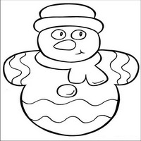 Раскраски про Новый год - пряник снеговик