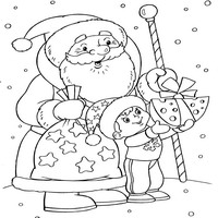 Раскраски про Новый год - дед мороз и снеговичок