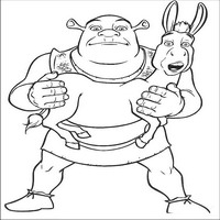 Раскраски с героями из мультфильмов Шрек (Shrek) - Шрек и Осёл