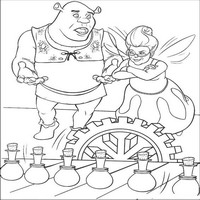 Раскраски с героями из мультфильмов Шрек (Shrek) - разговор с феей крёстной
