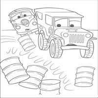 Раскраски с героями из мультфильмов Тачки (Cars) - бочки