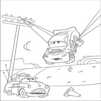 Раскраски с героями из мультфильмов Тачки (Cars) - Шериф и Молния