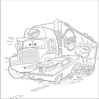 Раскраски с героями из мультфильмов Тачки (Cars) - резкое торможение