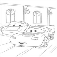 Раскраски с героями из мультфильмов Тачки (Cars) - Салли Каррера и Молния