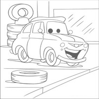 Раскраски с героями из мультфильмов Тачки (Cars) - шиномонтаж