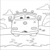 Раскраски с героями из мультфильмов Тачки (Cars) - автобус