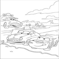 Раскраски с героями из мультфильмов Тачки (Cars) - Шериф и другие