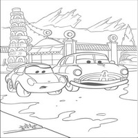 Раскраски с героями из мультфильмов Тачки (Cars) - разговор