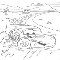 Раскраски с героями из мультфильмов Тачки (Cars) - на обрыве