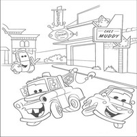 Раскраски с героями из мультфильмов Тачки (Cars) - веселье