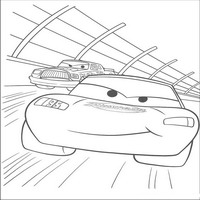 Раскраски с героями из мультфильмов Тачки (Cars) - Молния МакКуин впереди
