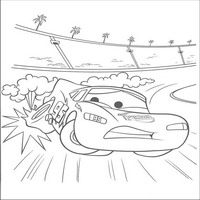 Раскраски с героями из мультфильмов Тачки (Cars) - колесо подводит