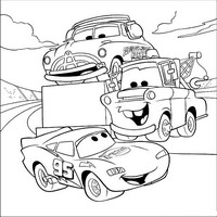 Раскраски с героями из мультфильмов Тачки (Cars) - Молния МакКуин и Мэтр