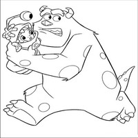 Раскраски с героями из мультфильма Корпорация монстров (Monsters) - Салли убегает с Бу