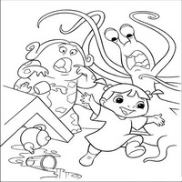 Раскраски с героями из мультфильма Корпорация монстров (Monsters) - Бу пугает монстров