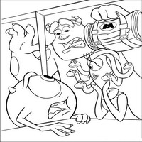 Раскраски с героями из мультфильма Корпорация монстров (Monsters) - свидание Майка и Селии