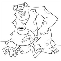 Раскраски с героями из мультфильма Корпорация монстров (Monsters) - Майк беспокоится за Салли