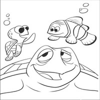 Раскраски с героями из мультфильма В поисках Немо (Finding Nemo) - знакомство с черепахами