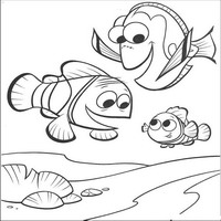 Раскраски с героями из мультфильма В поисках Немо (Finding Nemo) - дори марлин и немо