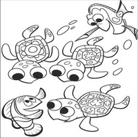 Раскраски с героями из мультфильма В поисках Немо (Finding Nemo) - черепашата