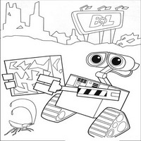 Раскраски с героями из мультфильма Валли (Wall-e) - работа и друг