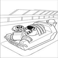 Раскраски с героями из мультфильма Валли (Wall-e) - валли на машинке
