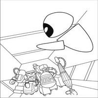Раскраски с героями из мультфильма Валли (Wall-e) - ева не успевает за валли