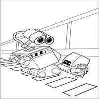 Раскраски с героями из мультфильма Валли (Wall-e) - валли и чистельщик