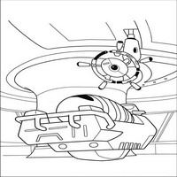 Раскраски с героями из мультфильма Валли (Wall-e) - автокапитан видит еву