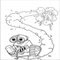 Раскраски с героями из мультфильма Валли (Wall-e) - валли с огнетушителем