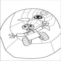 Раскраски с героями из мультфильма Валли (Wall-e) - валли и ева падают