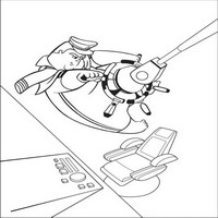 Раскраски с героями из мультфильма Валли (Wall-e) - капитан дерется с авто
