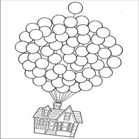 Раскраски с героями из мультфильма Вверх (Up) - дом и шары