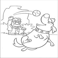 Раскраски с героями из мультфильма Вверх (Up) - игра с мячом