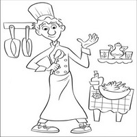 Раскраски с героями из мультфильма Рататуй (Ratatouille) - Лингвини повар