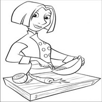 Раскраски с героями из мультфильма Рататуй (Ratatouille) - Коллет готовит