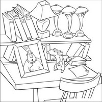Раскраски с героями из мультфильма Рататуй (Ratatouille) - Реми говорит с портретом Густаво