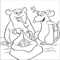 Раскраски с героями из мультфильма Рататуй (Ratatouille) - Реми говорит с братом о еде